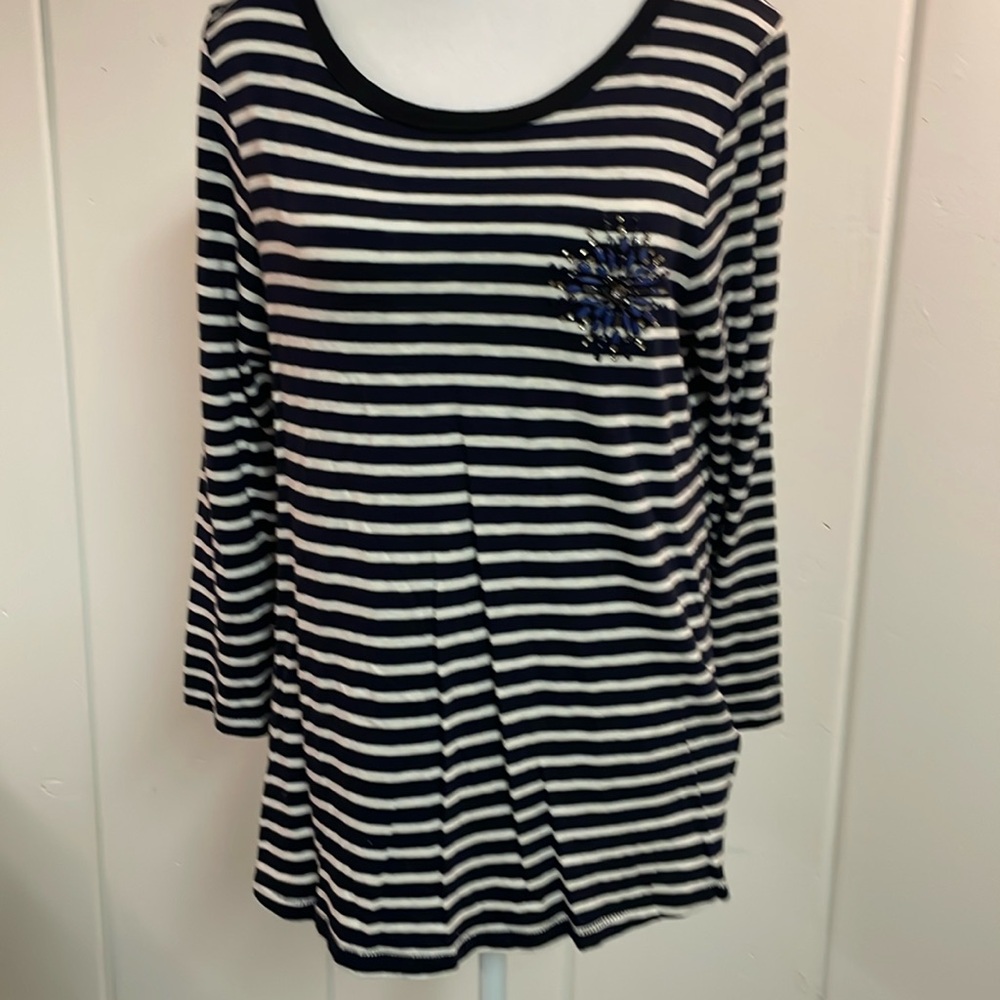 J Crew long sleeve top. Beaded detail